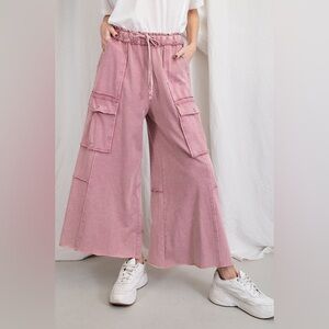 Easel Faded Wide Leg Pants cargo style in faded plum size Medium